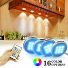 4x Under Cabinet Led Puck Lighting Kit Kitchen Cupboard Shelf Light With Remote