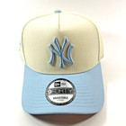 New Era Ny Yankees Exclusive Cream Baby Blue 9forty A-frame Snapback Hat Cap