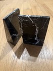 Heavy 6 Inch Black Marble Bookends  pair  Natural Stone