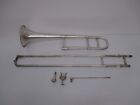 Vtg Pitt American Volkweins Music Trombone Silver Plated W mouthpiece  case Asis
