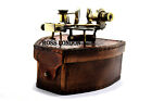Ross London Antique Nautical Style Brass Ship Sextant 4 Inch With Leather Box