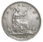 1891 Great Britain Queen Victoria Farthing Xf Coin Km 747