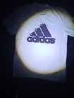 Adidas Men   s L Regular White Graphic Logo Print Crew Neck Short Sleeve T-shirt