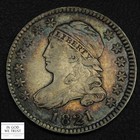 1821 Large Date Capped Bust Silver Dime 10c  toned  - Jaw-dropping Color  