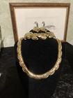 Vintage Choker Necklace 16    studded Earrings Bracelet 7    jewelry Set Gold Tone