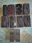 Vtg Original Letterpress Mixed Numbers   Wood Type Printers Blocks 3  Set Of 10