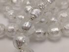 Handmade Silver Foil Glass Beads  Round  White  10mm  Hole  2mm Qty 6 Beads
