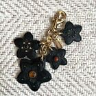 Coach Tea Rose Mix Flower Bag Charm Wild Flower Key Ring Black Multi