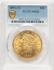 1893-cc  20 Gold Liberty Pcgs Ms62 Gold Double Eagle 57224936