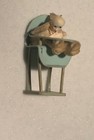 Vintage Celluloid Baby In Highchair Toy Blue Mini