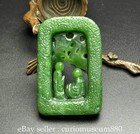 2 4  Chinese Natural Green Hetian Jade Nephrite Carved Figure Buddha Pendant