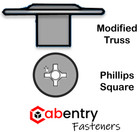 Cabentry Brand   Wood Screws   Modified Truss Head   Phillips Square Drive    8
