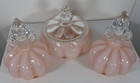 C1940s Fenton Rose Overlay Melon Vanity Set Perfume Bottles Powder Jar Usa Vguc