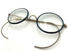 Antique Child Size Stoco Windsor Eyeglasses Round Black Rim Gold Wire Unisex