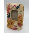 Vintage Fancy Frames 3d Resin Teddy Bear Picture Frame 1990s Heart Bird Detail