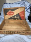 Vtg Cross Carpet Tack Assortment-hinged Wooden Store Display Counter Box