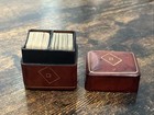 Vintage 2 Decks Masenghini Bergamo Mini Playing Cards Leather Case Italy 1960 s