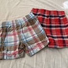Carter s Unisex Baby Plaid Cotton Shorts 12m Lot Of 2 Elastic Waist Drawstring