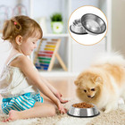 Stainless Steel Cat Dog Bowls 2pk Non Slip Pet Feeding Dishes For Food Water