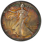 1986  1 American Silver Eagle Pcgs Ms64 - Lovely Dual Sided Rainbow Toning