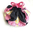 Circular Drawstring Sewing Bag Pin Cushion Portable Pouch Handmade Patchwork Jpn
