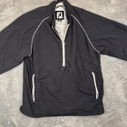 Footjoy Windbreaker Jacket Mens Large Golf Quarter Zip Pullover Nylon Black