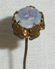 Victorian Hatpin   Brass Ornate 5-prong Setting   Ice Blue Stone   Hat Pin