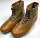 Wwii German M31 Afrika Korp Desert Combat Field Leather Web Low Boots-size 9