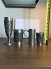 4 Vintage German Zinn Pewter Cups   3      4     4  1 2     And 7     Tall 