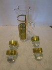 Vintage  Mcm Culver Ltd Toledo Glass Cocktail Pitcher 5 Pc  Set Mixer 22k 1960s