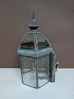 Vintage Copper Leaded Glass Outdoor Wall Lantern Light Fixture 