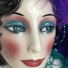 Vintage Clay Art San Francisco About Face Ceramic Lady Mask Purple Feathers
