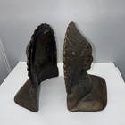 Antique Native  American Indian Chief Cast Iron Bookends  Bronze Finish   Heavy