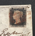 Qv Gb Sg 1 1d Penny Black Tf Cover Edinburgh Plate 2 Red Maltese Cross Mx