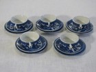 Vtg Set 5 Miniature Blue Willow Child s Tea Trios  Cup saucer plate  Japan