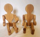 Vtg Pair Of Handcarved   Handcrafted Wood Folk Art Articulated Jointed Figures