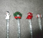 Vtg Hand Blown Glass Christmas Swizzle Sticks Set Of 5 Drink Cocktail Stirrer