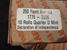1776   2026 Declaration Of Independence Quarter Box - Mint Rolls  400 Coins  