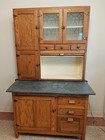 Antique Oak Hoosier Kitchen Cabinet With Aluminum Top