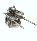 Vintage Silver Filigree Tea Cart Figurine Trolley Working Rotating Wheels 20th