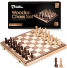 Wooden Chess Set 15 Inch - Classic Handcrafted Game Board For Classic Pine