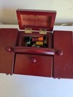 Vintage Wooden Fold Out Singer Sewing Box With Thread