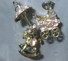Horizon Group Baby Shower Card Gift Charms Jeweled Pink silver Girl Birth New