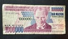 Turkey Million Lira Banknote Turkish Currency Mustafa Kemal Ataturk Memorabilia