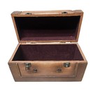 Vintage Tufted Faux Leather Storage Trunk Brown Treasure Chest Lined Box 12in