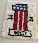 Vintage Red White   Blue Patriotic 1 Logo Harley  Latch Hook Rug Wall Art 1970   s