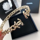 Chanel 2022 Gold Cc Chain Cuban Link Choker Necklace Medium Ab7803 Size M