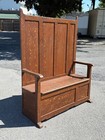 Antique Primitive Shoe Foot Settle Bench Grain Paint Pegged Early High Back 1790