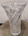 Vintage Cut 10    Crystal   Glass Flower Vase Starburst Pattern Beautifully Etched