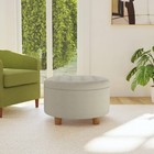 Tufted Round Storage Ottoman Fawn Velvet - Homepop
